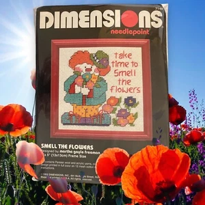 New Dimensions Needlepoint Kit Smell The Flowers Clown #7149 - Picture 1 of 2