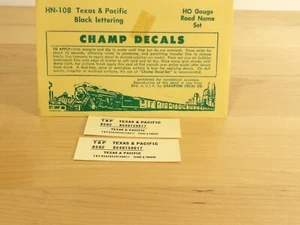 Calcomanías Champ HO HN-108 letras negras de Texas y el Pacífico - Imagen 1 de 1