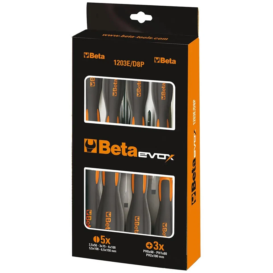 SET 8 giraviti giravite BETA TOOLS 1203E/D8P 1203 taglio croce per elettricista - Imagen 1 de 1