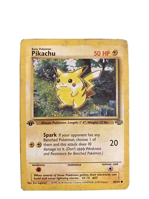 PIKACHU 1st Edition Red Cheeks Pokemon Jungle Card 1999 #60/64 PSA 9  - Image 1 of 2