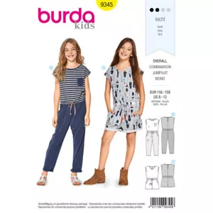 Tuta lunga/corta Burda bambino modello facile da cucire 9345 bambina età 6-13 - Foto 1 di 5