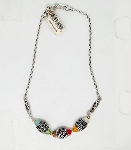 BRIGHTON Silver Plated Ayu Rainbow Multi Color Crystal Retired NECKLACE New Nwt - Imagen 1 de 7