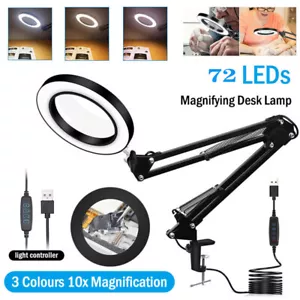 Dual-Mode Magnifier Lamp 10X Foldable LED Reading/Model Making w/Non-Slip Base - Picture 1 of 12