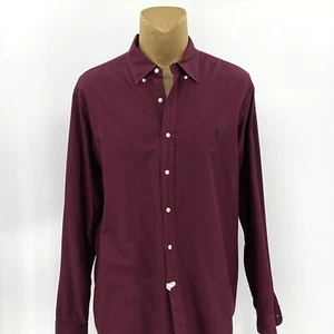 Camisa de vestir Ralph Lauren XXL para hombre cuello abotonado liso granate 100 % algodón - Imagen 1 de 11