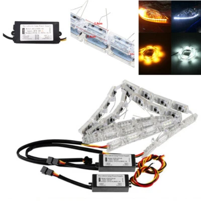 Car Flexible Switchback LED Light Headlight Sequential Flasher DRL Turn Signal - Image 1 of 4