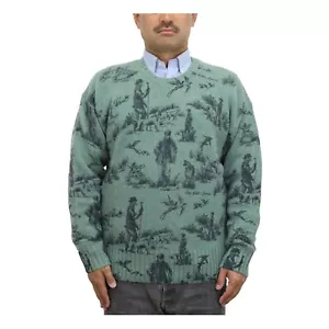 Polo Ralph Lauren Suéter de Lana Cuello Redondo con Estampado Completo de Caza - Verde - Talla: XL - Imagen 1 de 4