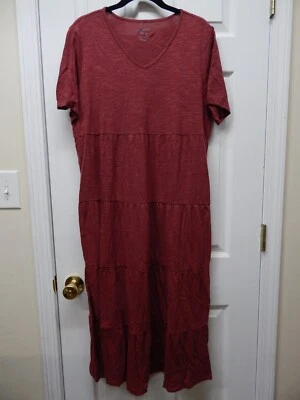 Denim & Co. Naturals Textured Knit Tiered Midi Dress-Fig-Medium-NEW-A383282 - Image 1 of 3