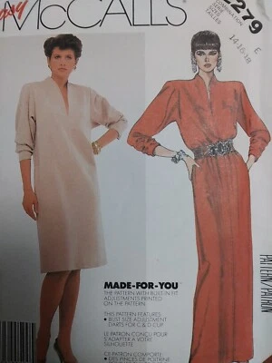 Dress Gown V Neck 14 16 18 McCalls 2279 Sewing Pattern VTG Easy Pullover Loose - Image 1 of 4
