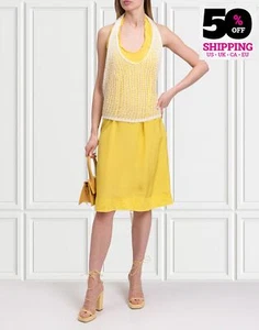 RRP €410 M MISSONI A-Line Dress IT40 US4 UK8 S Knitted Overlay Open Back Halter - Picture 1 of 9