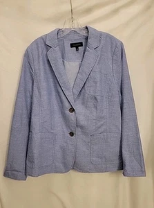 Talbots Aberdeen 2 Button Blazer Jacket Womens 14 Blue 3 Pocket NWOT - Picture 1 of 12