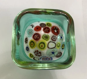 Antique Murano Incalmo Millefiori Archimede Seguso Glass Bowl Dish MCM Rare Teal - Picture 1 of 9