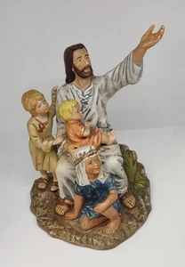 VINTAGE Homco Meisterwerk Porzellan Jesus Kinder kommen zu mir 1989 christlich - Bild 1 von 7