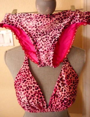 Luli Fama D/L Pink Leopard Halter Ruched Bikini 2pc. Set - Image 1 of 4