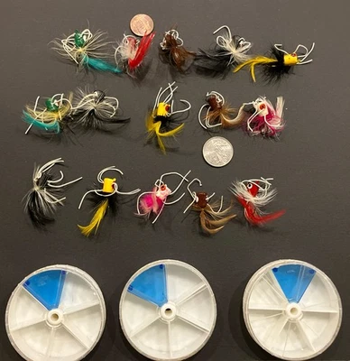 Poppers Fly Fishing lures Bugs Panfish Bass w Cases Lot of 15 - Image 1 of 4