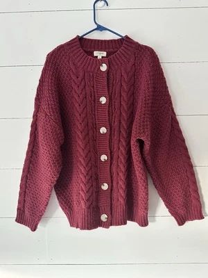 Cárdigan grande tejido Umgee para mujer granate/vino Foto 1 de 4