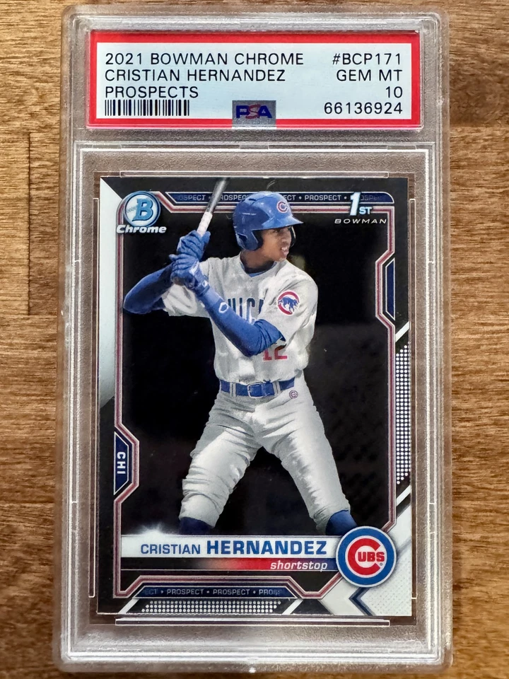 2021 Bowman Chrome Prospects #BCP171 Cristian Hernandez Prospects PSA 10 - Image 1 of 2