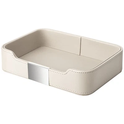 Bandeja organizadora de cuero gris para llaves reloj joyería entrada escritorio decoración Foto 1 de 4