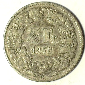 SWITZERLAND 1875B SILVER ½ FRANC STRONG FINE - Picture 1 of 2