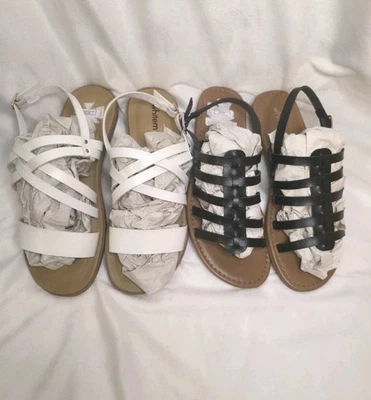 2 Pair White MT Womens Sandals.      1 Black, 1 White - Image 1 of 4