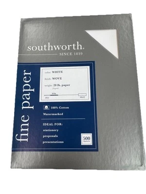 Southworth 25% Cotton Fine Business Paper WHITE 20 lb 8-1/2 x 11 Bond 500 Sheets - Image 1 of 2