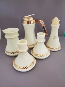 5 Pz Vintage Vetro di Wheaton Prodotti da Custar Cerama Modello Grano Oro - Foto 1 di 10
