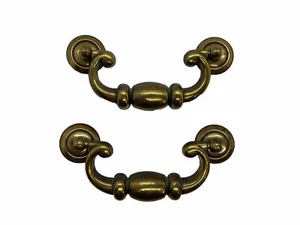 Vintage Reclaimed Brass Drawer Pulls Natural Patina Intact Set of 2 - Picture 1 of 8