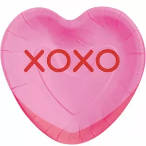 Candy Hearts Valentine Heart Shaped 8 Inch Paper Plates Valentines Decorations - Picture 1 of 2