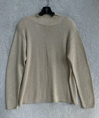 Suéter Westbound Mujer Extra Grande Dorado Metálico Cuello Alto Pullover Foto 1 de 4