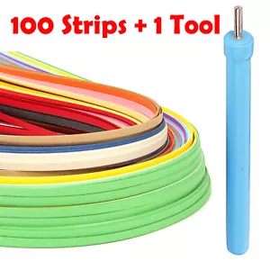 100 Quilling Paper Strips  x1 Metal Slotted Tool Craft Quality decor  - Picture 1 of 16