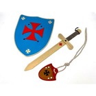 Spada Templare in legno + Scudo Azzurro medievale impugnabile + PortaSpada