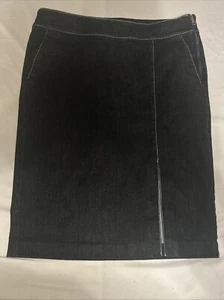 RALPH LAUREN Biker Jean Denim Pencil Skirt Size 10 Stretchy Material Black - Picture 1 of 13