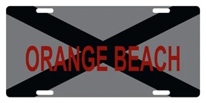 Alabama State Flag License Plate Gray & Black Version Orange Beach - Picture 1 of 1