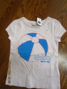 NWT Gap Kids Girls Pink Short Sleeve XS 4 5 Short Sleeve Tee Beach Ball  - Picture 1 of 3