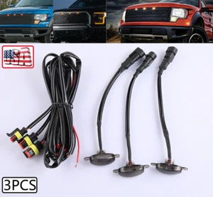 3x Smoked Lens Amber LED Front Grille Running Lights For Ford F150 Raptor Style - Picture 1 of 12
