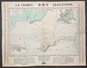 Antik 1854 "La Crimee Sebastopol" Verbrechen Krieg RUSSLAND Osmanisches Schwarzmeer KARTE - Bild 1 von 15