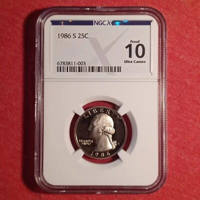 USA 1986-S Quarter 25c Coin - NGC X 10 PR70 - Image 1 of 2