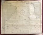 Vintage South Atlantic Ocean, Nautical Sea Chart, 5212, 1942/49 WW2, Admiralty