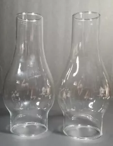 2 Matching Vintage 8.5"H Clear Glass Replacement Chimney for Oil Lamp 3" Fitter - Bild 1 von 8
