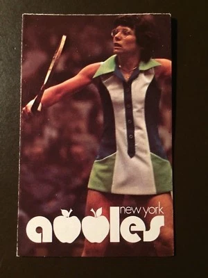 New York Apples 1977 Equipo Mundial Tenis Calendario de Bolsillo - Billie Jean King Foto 1 de 2