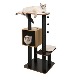 Cat Furniture Scratchers CATIT VESPER High Base Black Wood Sisal Posts Cushions - Picture 1 of 5