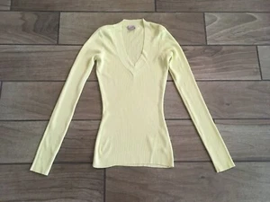 Nueva talla Suéter XS SOLITUDE cuello en V, manga larga, tejido acanalado, amarillo trenzado - Imagen 1 de 2