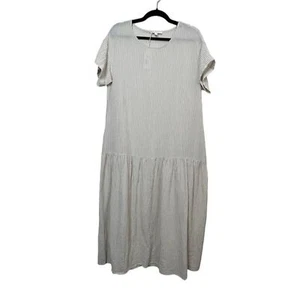 NWT Grade + Gather Tan White Stripe Midi Dress Size S Women - Picture 1 of 13