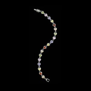 Gem Heart Multicolor Tennis Bracelet - Picture 1 of 3