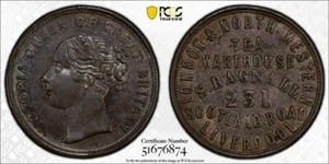 (c.1900) G.B. S. Bagnall Tea Warehouse Farthing Token PCGS MS63BN Lot#G9904 - Picture 1 of 4