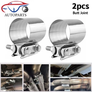 2Pcs 5 Inch Stainless Steel Butt Joint Exhaust Band Clamp Car Exhaust Manifolds - Picture 1 of 9