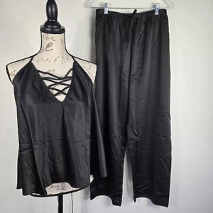 Frederick's of Hollywood Women's Size 3X Summer Lattice Black 2 Piece Pajama Set - Picture 1 of 4