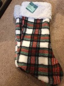 Plaid Holiday Stocking Xmas Red/Black/White Cuff 20 Inches Rite Aid Checkered Ne - Picture 1 of 1