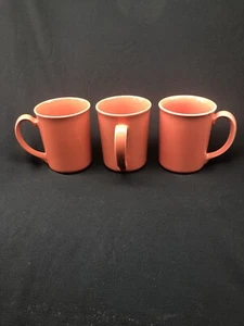 Set of 3~ CORNING WARE CORAL PINK SALMON COFFEE MUGS COFFEE CUPS - Picture 1 of 10
