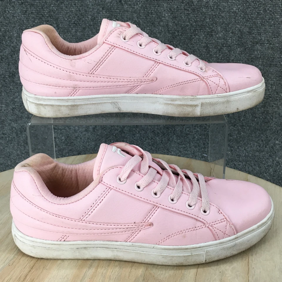 Fila Zapatos Mujer 8.5 Entrenador Zapatillas Rosa Imitación Cuero Punta Redonda Con Cordones  Foto 1 de 4