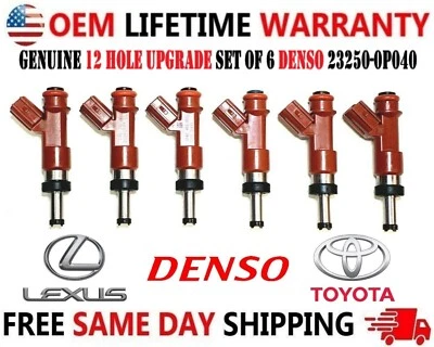 Inyectores de combustible DENSO x6 de actualización de 12 orificios originales para Toyota y Lexus 06-15 3,5 L V6 Foto 1 de 4